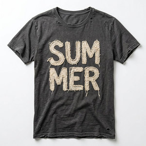 T-shirt personnalisé pour homme avec broderie vieillie, design vintage, tissu tricoté, coupe oversize, écologique, séchage rapide - Product Image 1