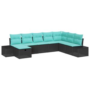 Ensemble de canapé de jardin en polyrotin noir 8 pièces avec coussins, collection de meubles d'extérieur élégante - Product Image 2