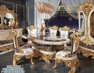 ชุดโต๊ะอาหารและเก้าอี้สไตล์เอเชียตะวันออกเฉียงใต้สุดหรูหรา ชุดเฟอร์นิเจอร์รับประทานอาหารหุ้มหนังสีน้ำเงินแบบหรูหรา ราคาโรงงาน ออสเตรเลีย - Product Image 6