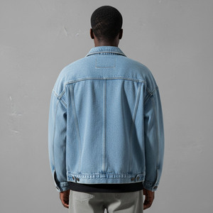Premium Quality Custom Men's Denim <b>Jacket</b> Loose Fit <b>Long</b> Sleeve Vintage <b>Winter</b> 100% Cotton Front Custom Logo Position Wholesale - Product Image 2