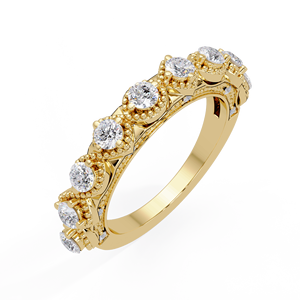 แหวนแต่งงานทองคำขาว 14K แบบวินเทจ ประดับเพชรแล็บโกรว์ทรงกลม แหวนครบรอบสำหรับผู้หญิง เครื่องประดับชั้นดี - Product Image 3