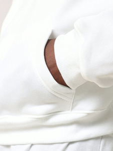 Sweat-shirt à capuche blanc surdimensionné pour homme, 100 % coton French Terry, coupe classique, couleur unie, avec poches, idéal pour l'automne, fabriqué aux États-Unis - Product Image 4