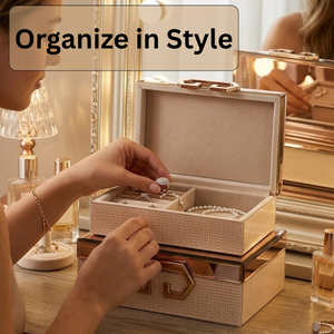 Luxury Decorative Glass Storage Box with Metal Handle | Premium <b>Vanity</b> Organizer Box for Jewelry <b>Makeup</b> Keepsakes & Home Decor - Product Image 4
