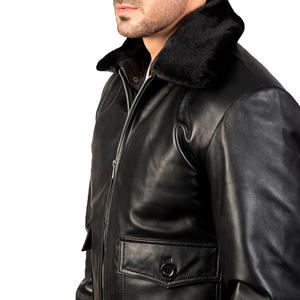 Chaquetas de invierno para hombre personalizadas de alta calidad, impermeables, de cuero con forro de piel de oveja, chaqueta personalizada para hombre. - Product Image 5