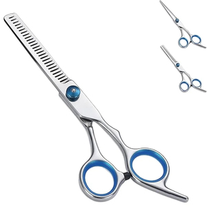 Tijeras de Adelgazamiento de Cabello Rectas y Afiladas para Diestros, de Acero Inoxidable Alemán con Alto Contenido de Carbono, Mango Ergonómico de Seguridad - Product Image 1