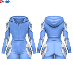 Hot Selling Summer 2Pcs Set Women Tracksuit Custom Streetwear Contrast Color Sports <b>Top</b> Jacket and Shorts Sets <b>Top</b> Trending - Product Image 1