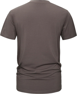 T-shirt décontracté pour homme, gris, coupe ajustée, manches courtes, col rond, jersey tricoté, couleur unie, 100% coton, longueur standard - Product Image 4