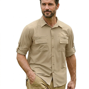 Camisa de Pesca de Manga Larga con Botones, Protección Solar Anti UV UPF 50+, Secado Rápido, 100% Poliéster, con Logotipo Personalizado para Hombre - Product Image 1