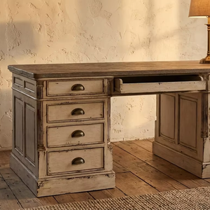 Zelda Solid Teak Wood Eco-Friendly Contemporary Office Desk Minimalist Natural Finish Executive <b>Workstation</b> Home Office - Product Image 4