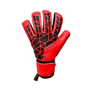 Football Goalkeeper Gloves Wrist Length Full Finger Red PU Leather Non-Slip Breathable Finger Protection Pull-On Closure Unisex - Product Image 5
