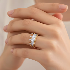 Anillo de Corona de Oro de Lujo para Mujer, Estilo Princesa Elegante, Joyería para Boda y Aniversario - Product Image 4