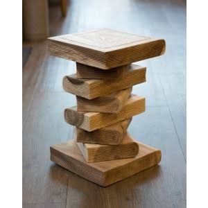Solid Wood Stackable Stool Square Wooden Side Table <b>Rustic</b> <b>Home</b> <b>Decor</b> for Living Room Housewarming Tabletop - Product Image 2