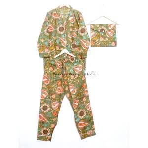 Conjunto de Pijama de 2 Piezas para Mujer, Hecho a Mano, de Lujo, Vintage, Romántico, Clásico, Floral, Otoñal, 100% Algodón, Suave y Liso, Ropa de Dormir - Product Image 4