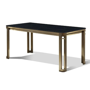 Modern Rectangle Marble Top Dining <b>Table</b> With Gold Metal <b>Legs</b> 6 Seater Home Furniture - Product Image 1