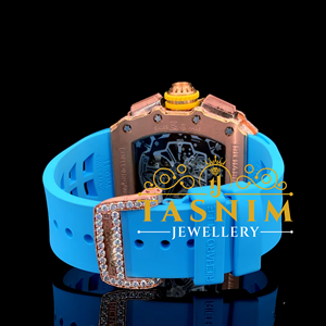 Montre à quartz carrée avec bracelet en caoutchouc, style sport et mode, sertie de diamants Moissanite VVS glacés, largeur 20 mm, idéale pour mariage - Product Image 4