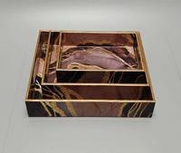 Ensemble de plateaux de service à étages laqués à motifs géométriques, décoratifs pour la maison, en bois, design artisanal, artisanat naturel, moderne
