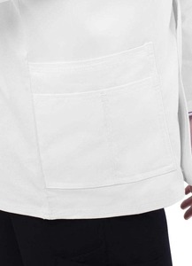 Blouse de laboratoire pour femmes, tissu extensible, coupe classique, uniforme médical professionnel pour le personnel de santé. - Product Image 5