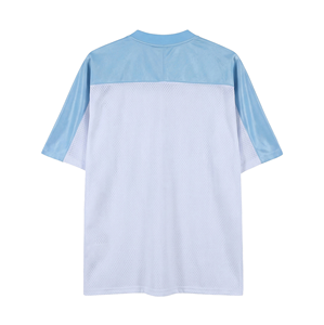 เสื้อยืดคอกว้างแขนสั้นผู้ชาย สีกรมท่า ผ้าถักโพลีเอสเตอร์ ระบายอากาศได้ดี เป็นมิตรกับสิ่งแวดล้อม แห้งเร็ว น้ำหนัก 220 กรัม สไตล์ลำลอง ทรงโอเวอร์ไซส์ ผ้าตาข่าย - Product Image 4
