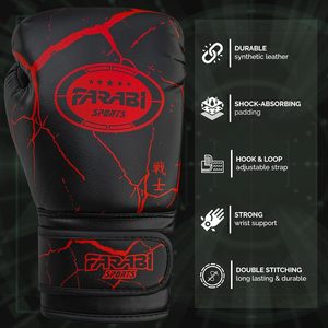 ถุงมือชกมวยหนัง PU คุณภาพพรีเมียม Farabi สำหรับเด็ก MMA มวยไทย ฝึกซ้อม พร้อมสายรัดแบบ Hook and Loop ขายส่ง - Product Image 3