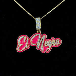 925 Starling Silver Night Glow In Darkness Pink Esmalte Nombre Latter Custom Moissanite Hop Colgante - Product Image 4