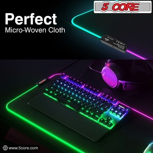 5Core <b>Gaming</b> Mouse Pad RGB 12 <b>Light</b> Modes 2 Zone Desk Mouse Mat w Rubber Base - Product Image 3