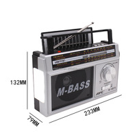 Radio d'urgence solaire rechargeable portable M-16 avec haut-parleur Bluetooth 4 pouces, 4 bandes, double alimentation CC, en plastique