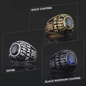 Anillo Escolar BOJ 004, Anillo de Graduación Universitario Personalizado de Plata con Diamantes, Unisex, Anillo de Clase, Regalo para Fiestas y Eventos - Product Image 4