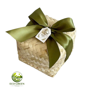 Premium Eco Bamboo Gift <b>Basket</b> Handwoven Box with Lid for Corporate Event Campaign Gift Employee Appreciation - Product Image 2