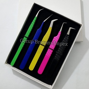 Pince à épiler professionnelle multicolore pour extensions de cils, embout en fibre, acier inoxydable, antistatique, antimagnétique, parfaite - Product Image 6
