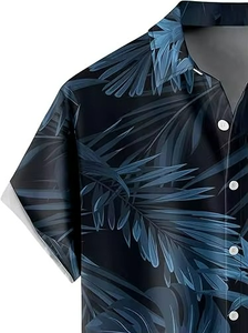 Ensemble de chemises de plage hawaïennes pour hommes, design personnalisé, respirant, séchage rapide, manches courtes, style safari, 100% polyester flanelle - Product Image 4