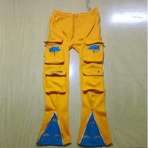 Ensembles de survêtements décontractés pour hommes, personnalisés, en polaire d'hiver à séchage rapide, avec pantalon évasé à impression en relief et sweat à capuche, vente en gros - Product Image 6