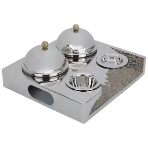 Bol à chocolat arabe en laiton doré de qualité supérieure, plat de service rond en métal brossé pour bonbons et chocolats - Product Image 5