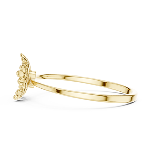 Anillo Minimalista en Forma de Flor de Oro Amarillo Sólido de 10k, 14k, 18k con Diamantes Cultivados en Laboratorio de Corte Redondo, Anillo de Boda Clásico, Regalo para Ella - Product Image 2