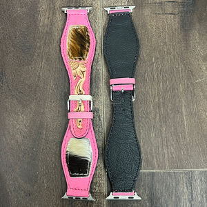 New Custom Western Style Hair on Cowhide Leather <b>Watch</b> Bands Luxury Pink Genuine Leather Women Smart <b>Watch</b> Replacement <b>Straps</b> - Product Image 6