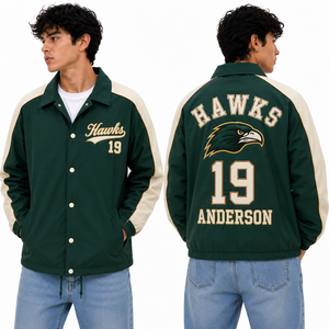 Premium Team Coach <b>Jacket</b> Embroidery Player Number Sports Windbreaker Waterproof Snap Closure Outerwear Manufacturer OEM Service - Product Image 2