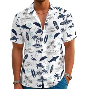 Chemise décontractée à manches courtes pour homme, imprimé tropical hawaïen amusant, chemise boutonnée unisexe - Product Image 1