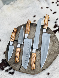 Juego de Cuchillos de Cocina Personalizado de 5 Piezas, Juego de Cuchillos de Chef de Acero Inoxidable con Mango de Madera, Juego de Cuchillos de Cocina Profesionales, Venta al por Mayor OEM ODM - Product Image 5