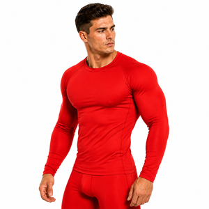 Fashion <b>Men</b> Rash Guard Solid Colour <b>Compression</b> Top High Quality Long Sleeve Gym <b>Shirt</b> Casual Fitness Wear Base Layer Quick Dry - Product Image 1