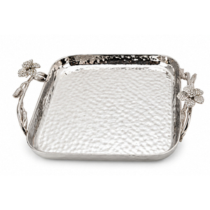 Luxury Handmade <b>Metal</b> <b>Tray</b> with Enamel Floral Handles Hammered Stainless Steel Oval Serving Platter OEM Wholesale Decorative - Product Image 6