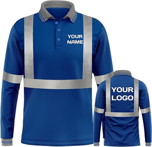 Polo de travail haute visibilité à manches longues avec bande réfléchissante et logo personnalisé pour la construction en extérieur et les opérations de sauvetage en plein air - Product Image 4