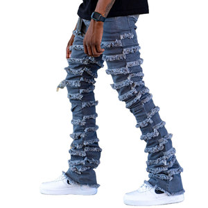 Pantalon en jean décontracté pour homme, tissu extensible respirant et confortable, coupe droite classique, vêtements de mode pour le travail et les voyages - Product Image 4