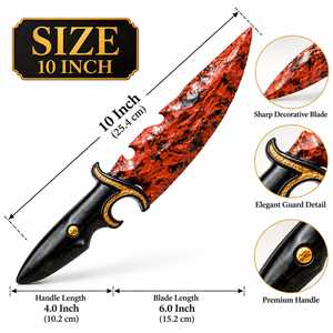 Cuchillo de Obsidiana de Caoba Natural de 10 Pulgadas, Hecho a Mano, para Rituales, con Mango Negro y Dorado, Decoración de Altar para Brujería, Coleccionable Gótico - Product Image 2