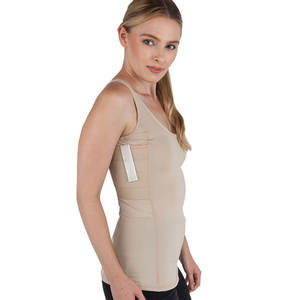 Débardeur de transport dissimulé avec poche holster, beige, manches courtes, coupe classique, respirant, tricoté, uni, décontracté, col rond, 100% coton - Product Image 5