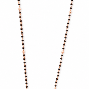 Collar Mangalsutra de Oro Rosa de 18K con Rubí en Forma de Pera y Diamantes, con Cuentas Negras, Alto Brillo, Regalo de Boda para Mujer, Joyería Fina - Product Image 3