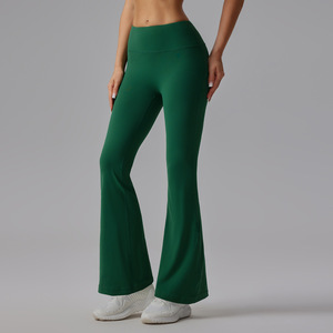 Custom Wholesale Women Casual <b>Flare</b> <b>Leggings</b> Plus Size Cotton Bamboo Fiber Mid Waist Quick Dry Butt Lifting Gym Workout - Product Image 3