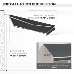Toldo Retráctil Eléctrico de 3.6m x 3m con Control Remoto y Manivela para Terraza, Balcón o Jardín - Gris - Product Image 6