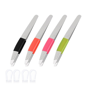 Eyebrow Tweezer Professional Stainless Steel Silicone Frosted Handle No-slip Slant Tip Hair Removal Useful Beautiful Makeup Tool - Product Image 3