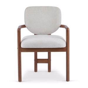 Ensemble de 2 chaises de salle à manger rembourrées beige, capacité de charge de 300 lb, sièges d'appoint en bois d'hévéa avec revêtement en tissu - Product Image 5