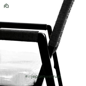 Fauteuil moderne en teck massif avec assise en rotin tressé à la main, construction à mortaise et tenon, coussin imperméable, confortable et portable pour appartement - Product Image 4