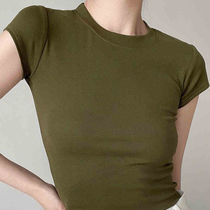 High Quality Women Slim Fit Girls <b>Tops</b> Streetwear Plain Boxy <b>Cropped</b> T Shirt Women <b>Top</b> Custom Y2k Basics <b>Tops</b> - Product Image 2